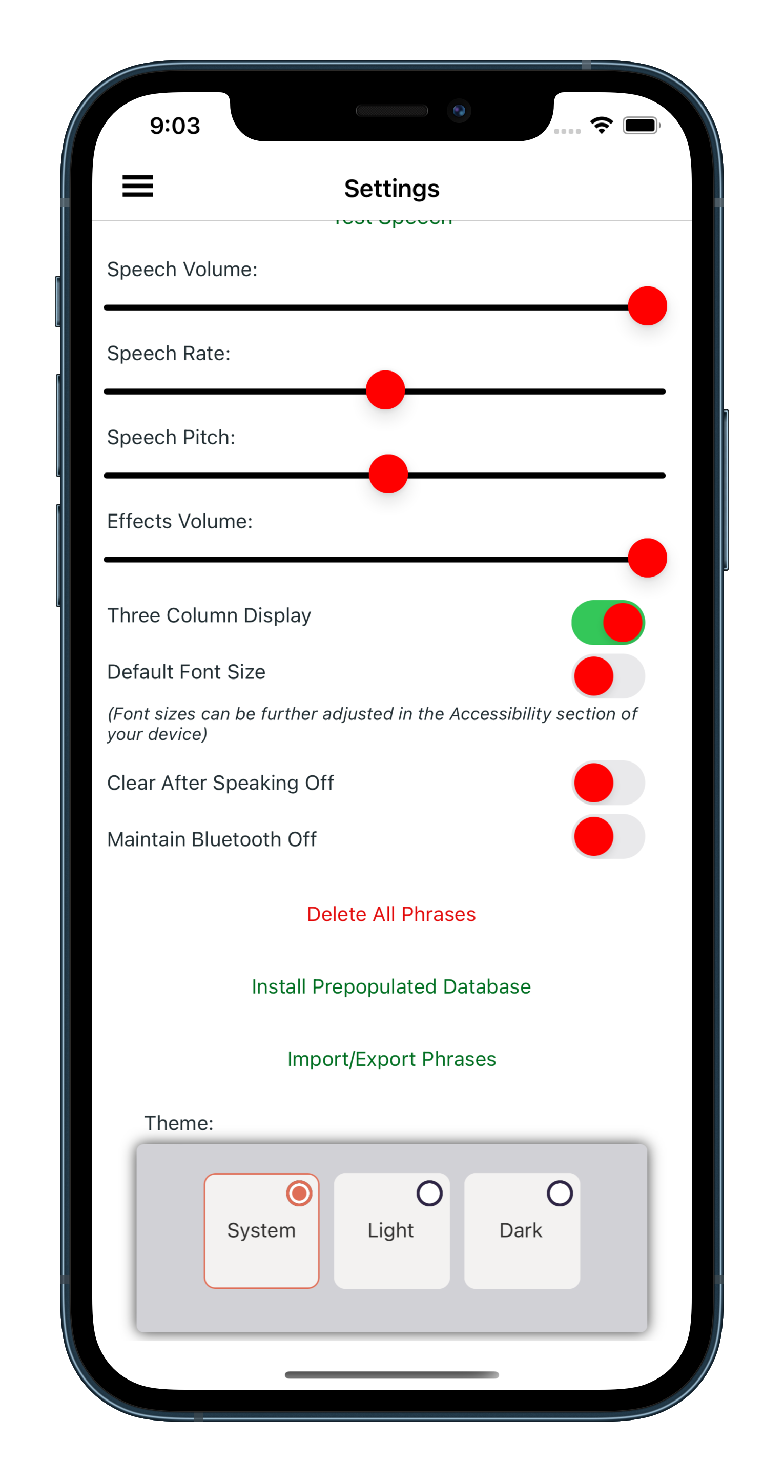 Settings Screen